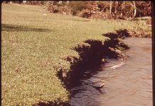 Topsoil lost in flood of the Guadalupe river,